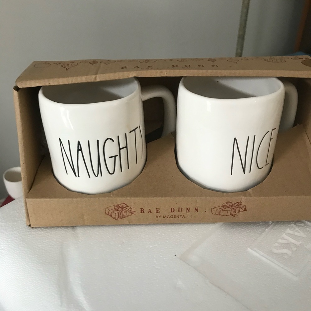 Rae Dunn Naughty and Nice Drink Mugs